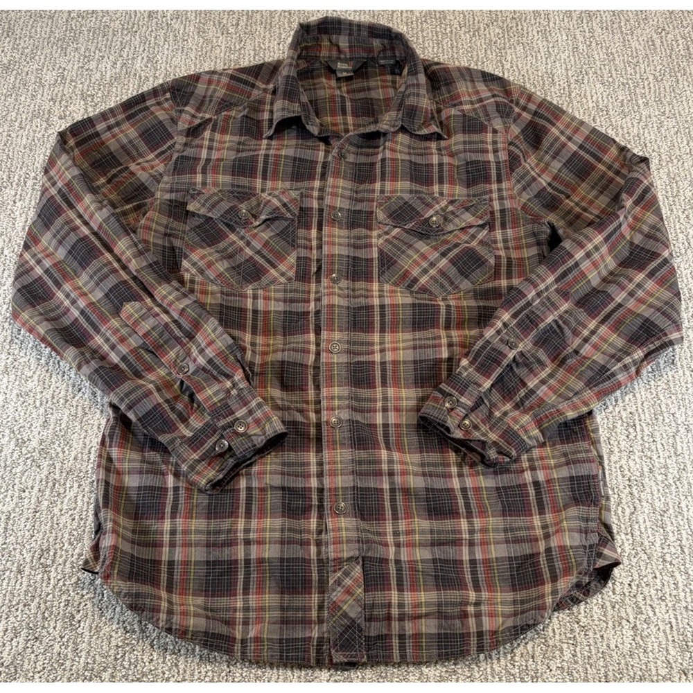 Royal Robbins Shirt Mens Medium Multicolor Plaid Long Sleeve Button Up Pockets